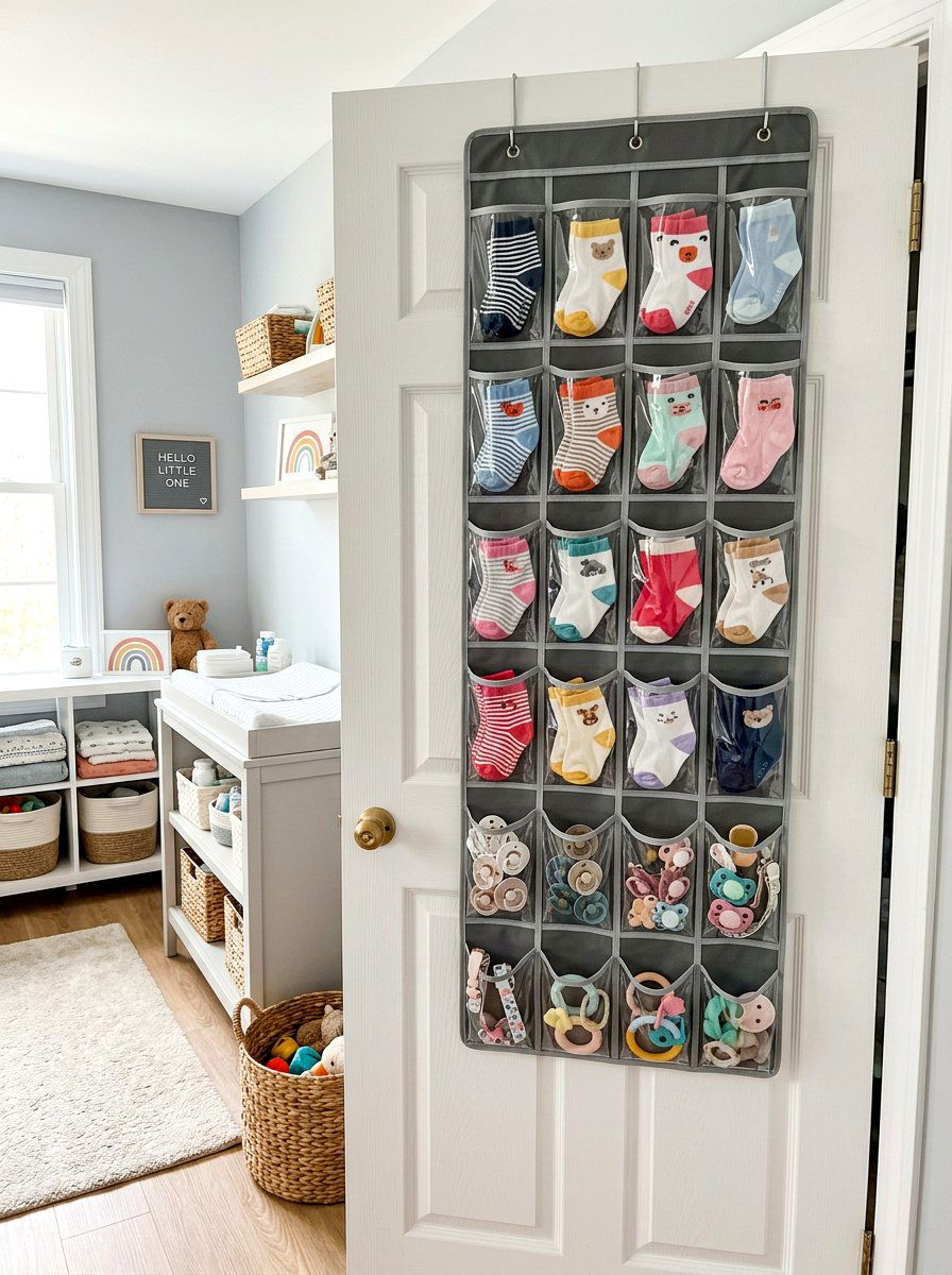 Door Back Pocket Organizer - 30 nursery storage ideas