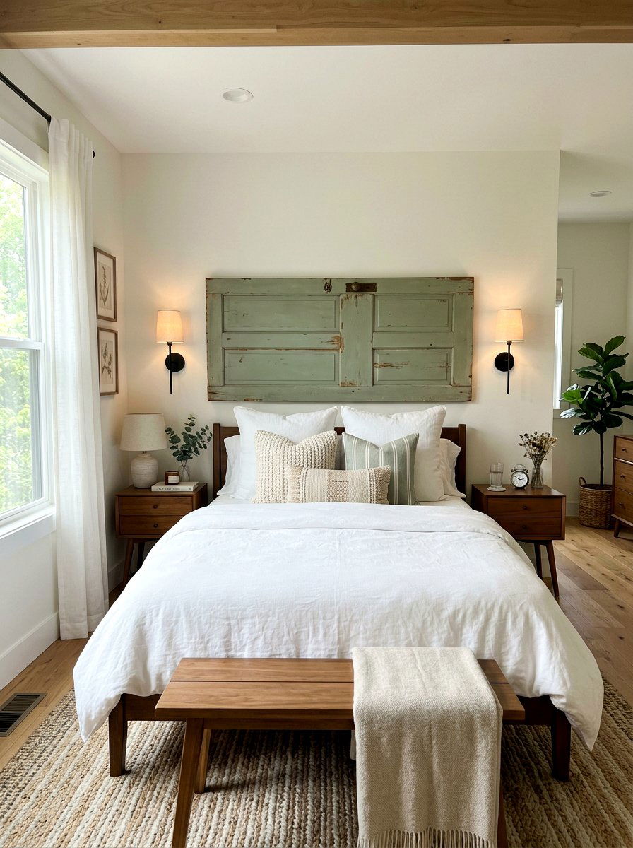 Door Headboard - 30 vintage upcycled furniture ideas