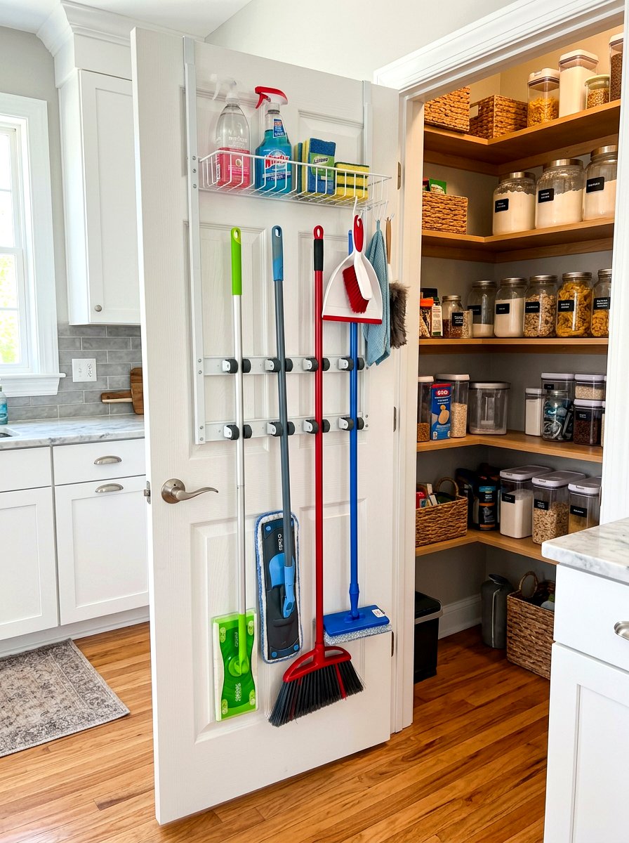Door Mounted Broom Storage Cabinet - 30 tall broom cabinet ideas