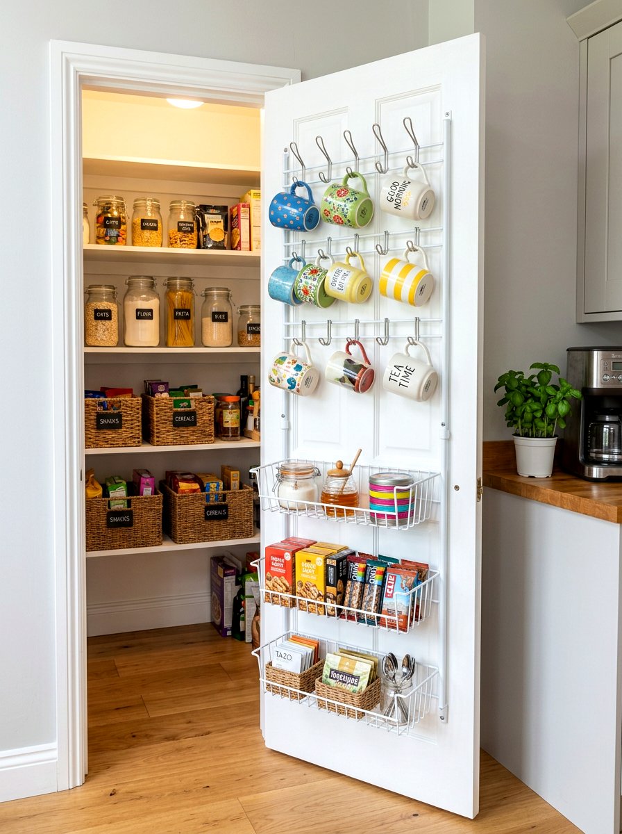 Door Mounted Mug Rack - 30 coffee mug organizer ideas