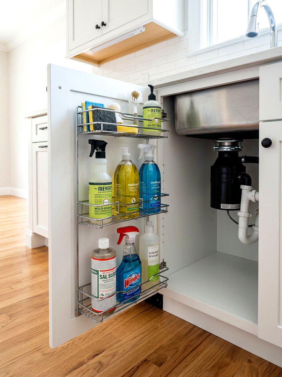 Door Mounted Rack System - 30 under sink kitchen organization ideas