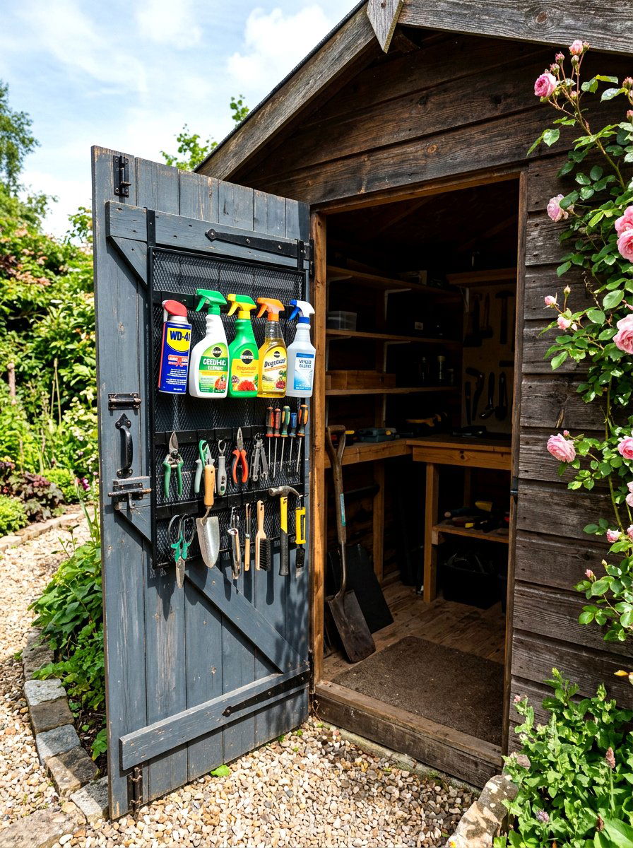 Door Mounted Rack - 30 garden shed storage ideas