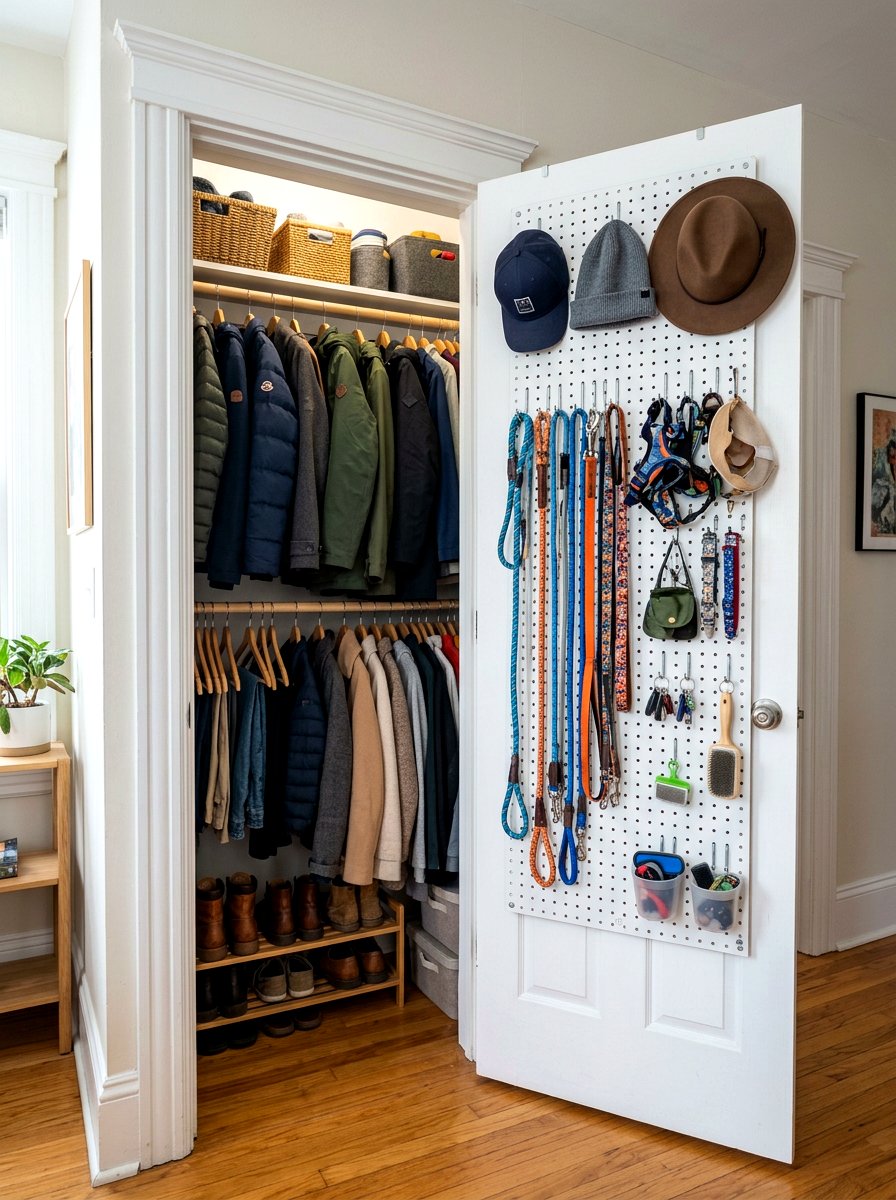 Door Pegboard Organizer Closet - 30 coat closet organization ideas