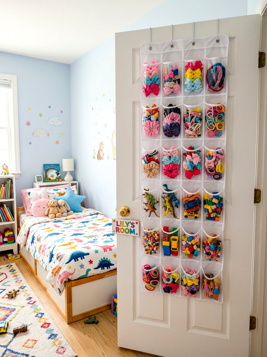 Door Shoe Organizer - 30 toddler bedroom storage ideas