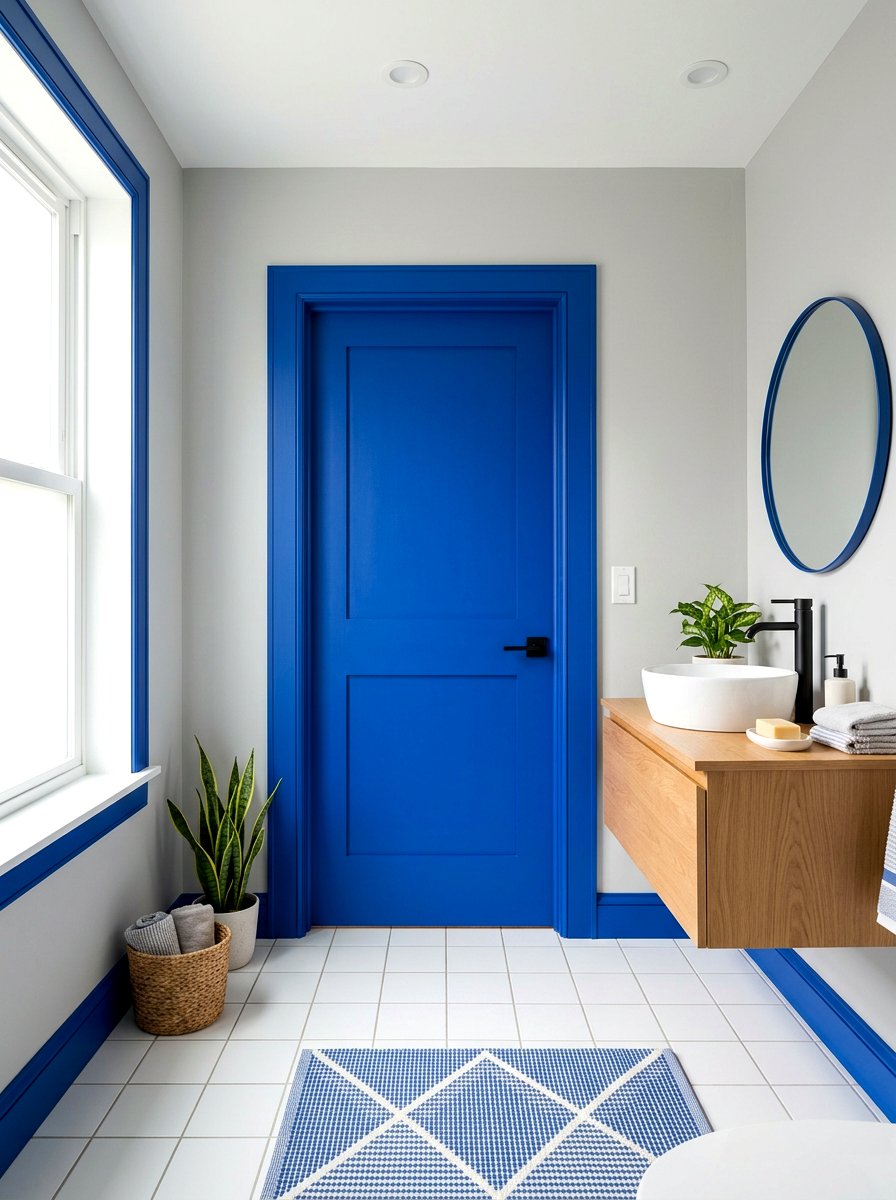 Door and trim color block bathroom - 30 color blocked bathroom ideas