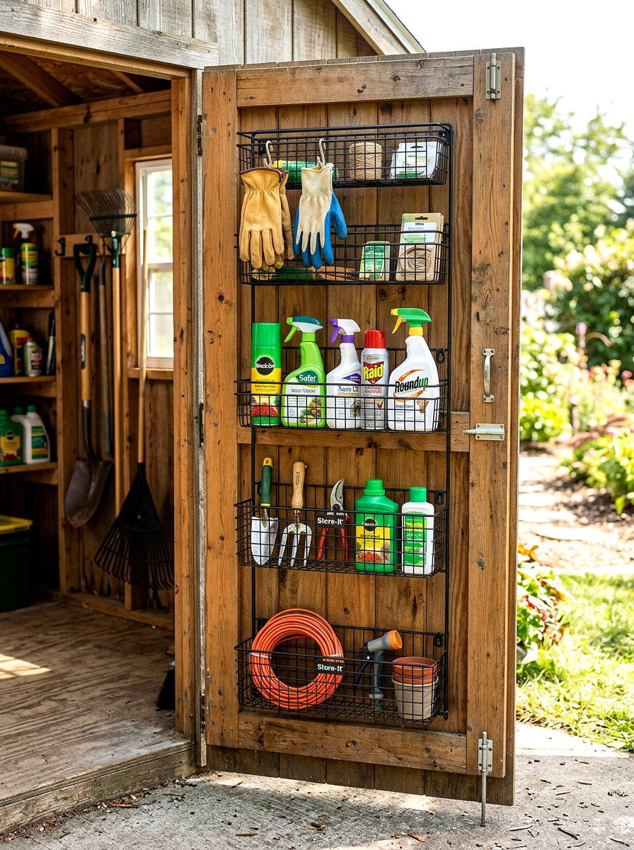 Door mounted rack - 30 potting shed storage ideas