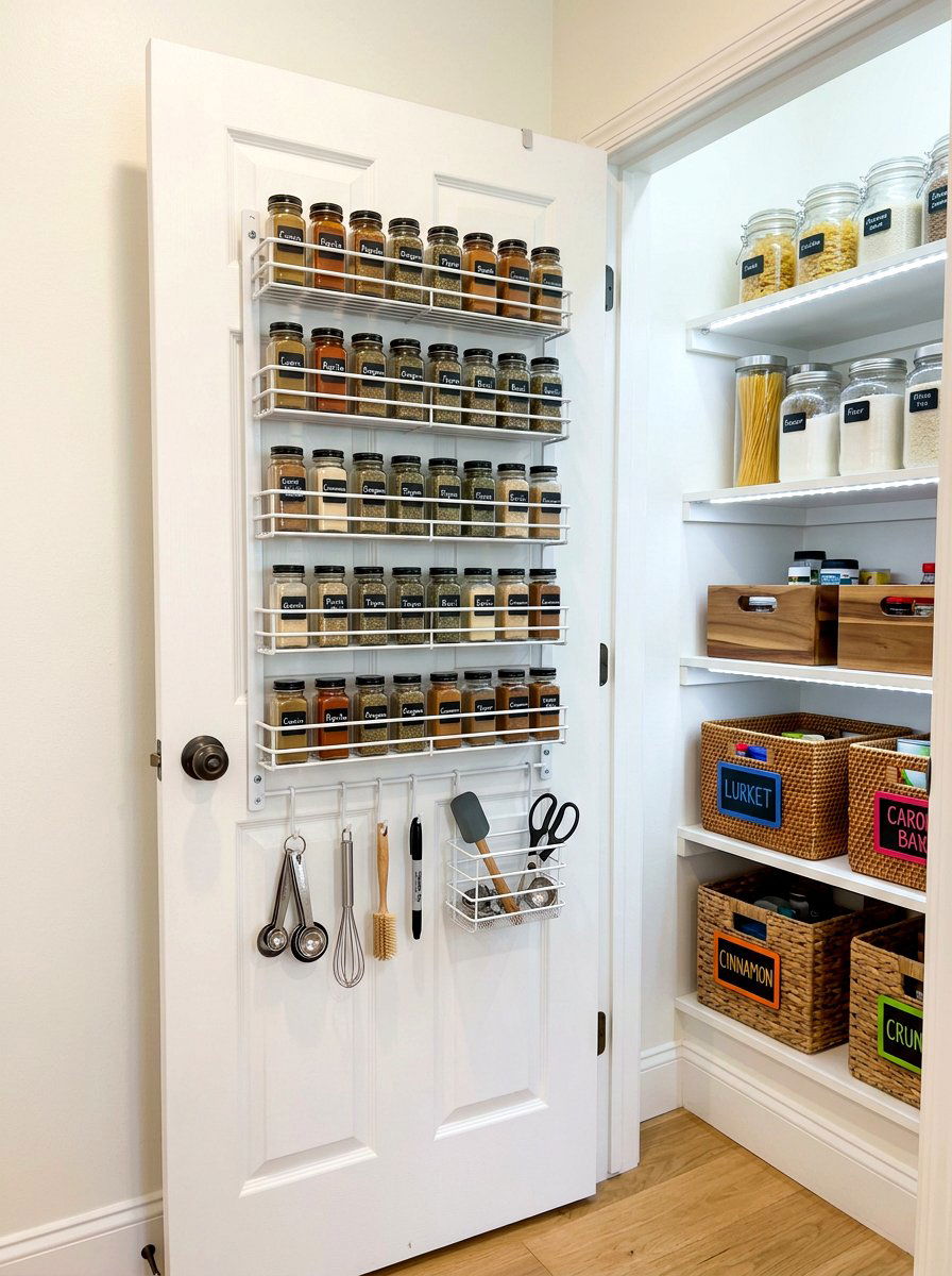 Door mounted spice rack - 30 organizing a coat closet ideas