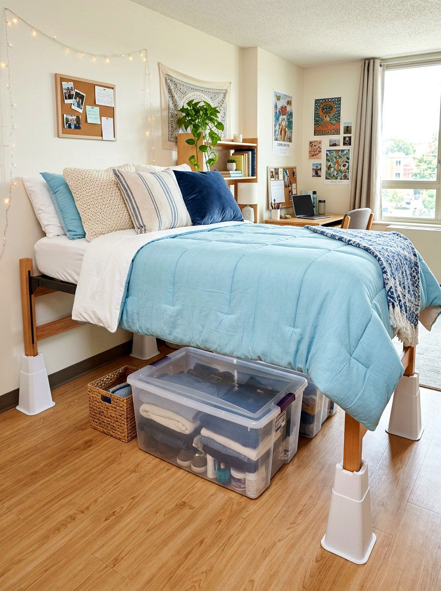 Dorm Bed Risers - 30 dorm storage ideas