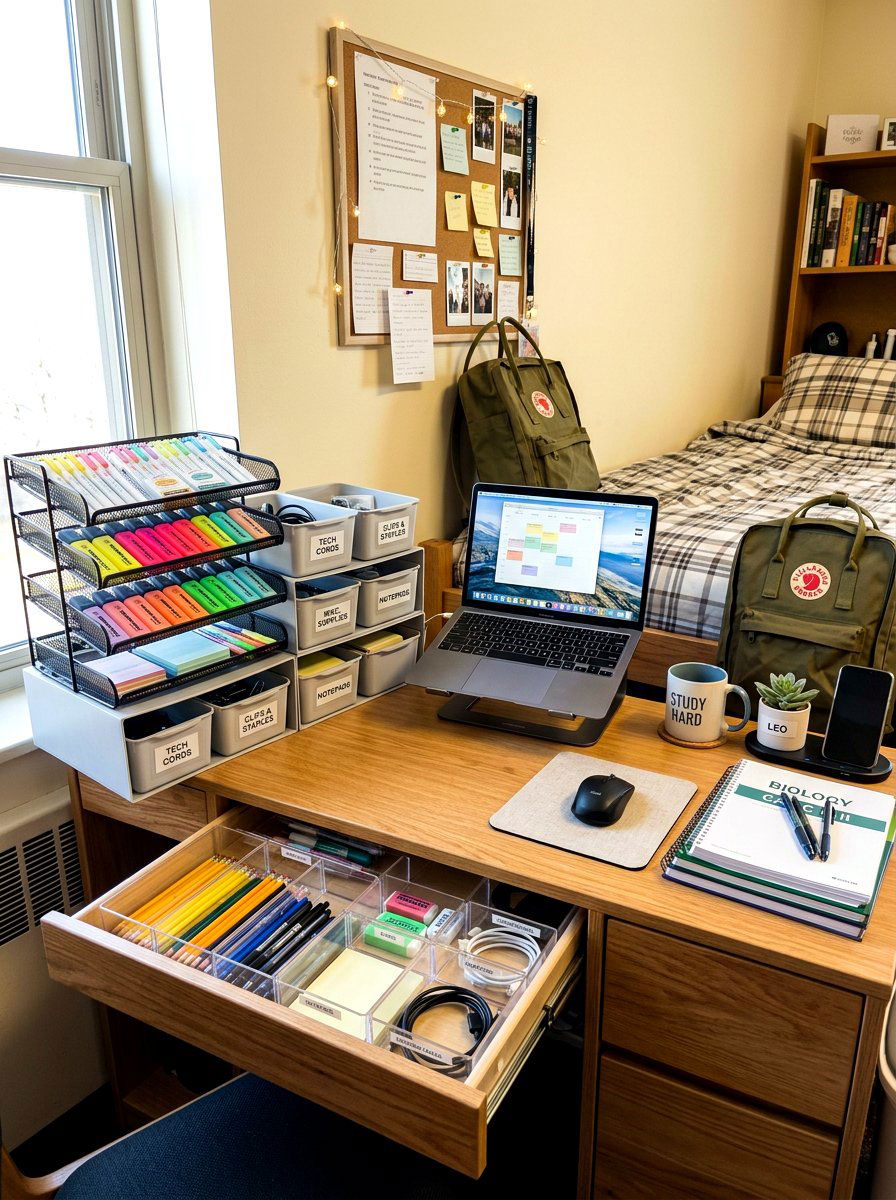 Dorm Desk Organization - 30 dorm desk ideas