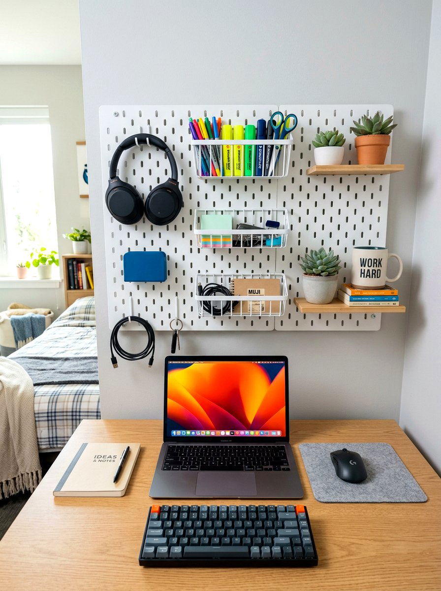 Dorm Desk Pegboard - 30 dorm desk ideas