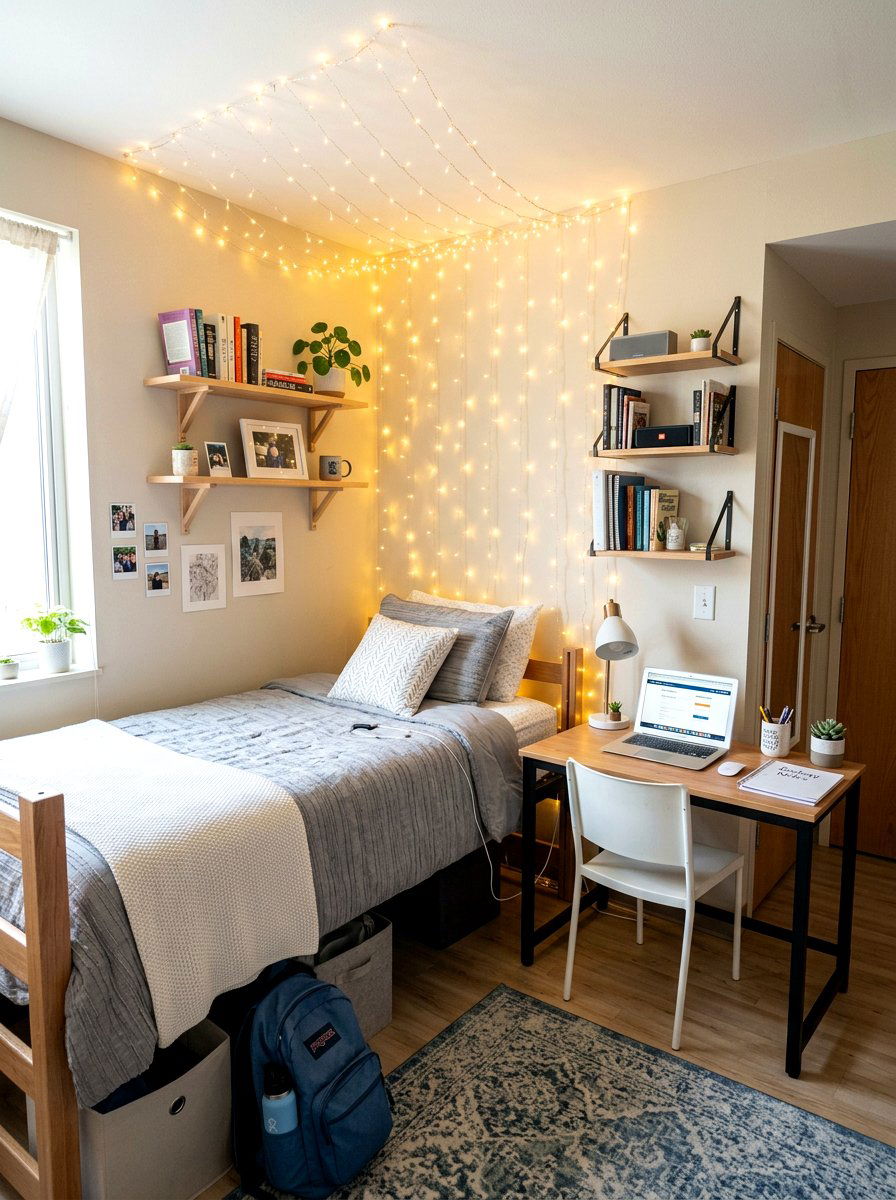 Dorm Room Wall Light Canopy - 30 fairy light canopy ideas