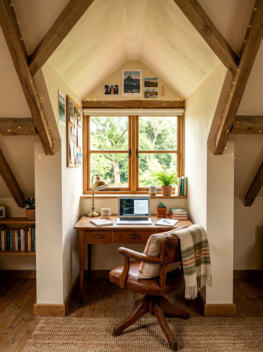 Dormer Window Desk Setup - 30 sloped ceiling office ideas