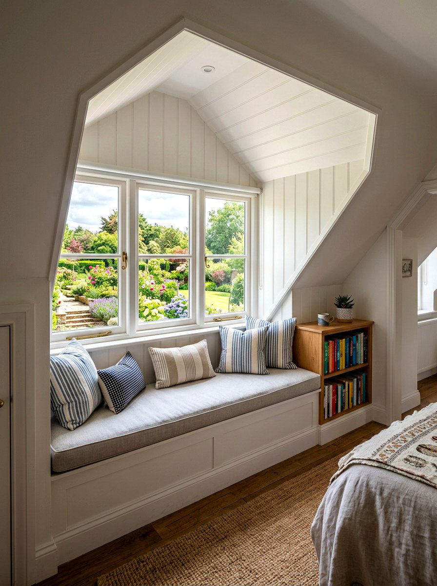 Dormer Window Seat - 30 sloped ceiling bedroom ideas
