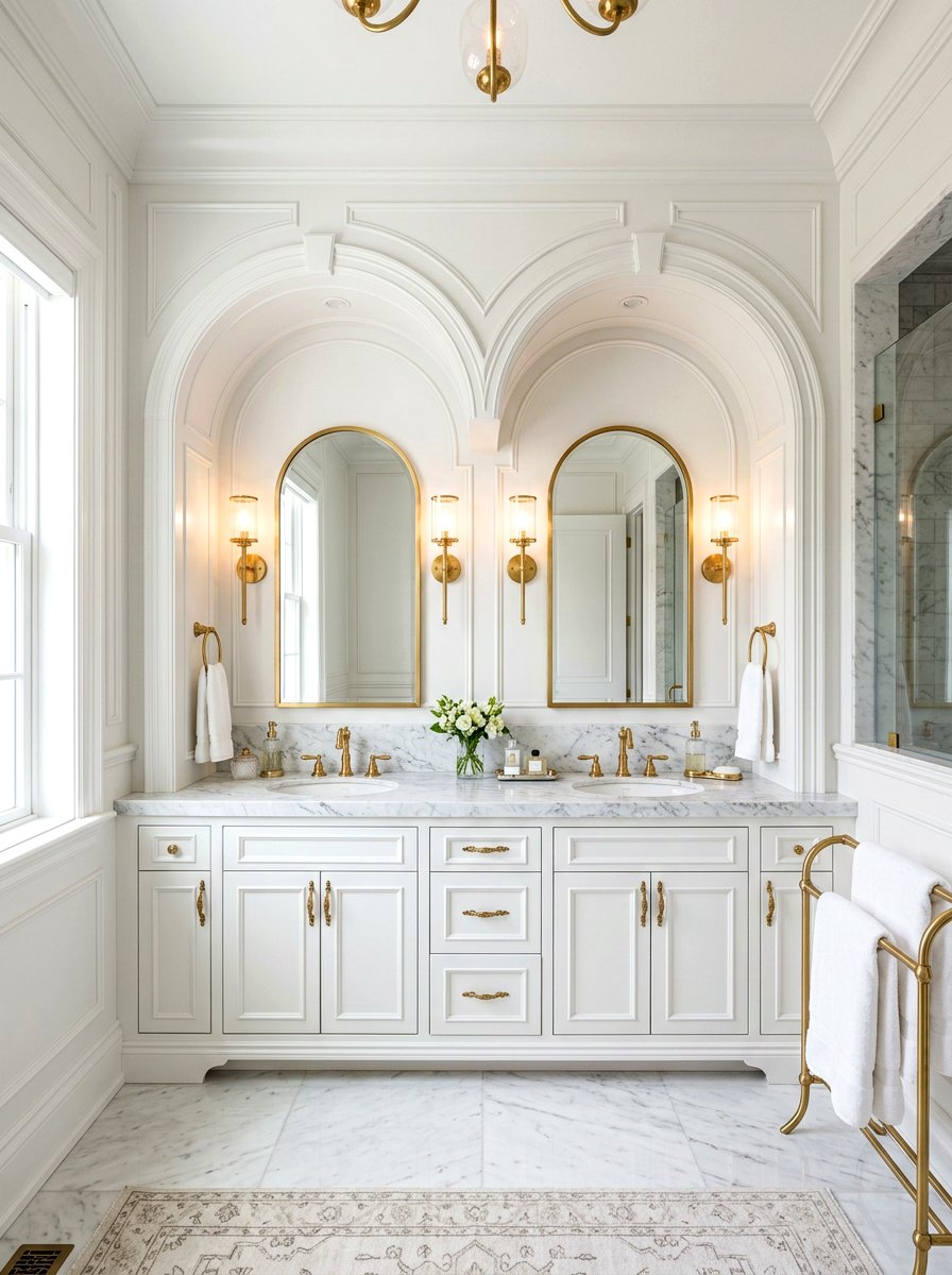 Double Arched Master Vanity - 30 arched vanity niche ideas