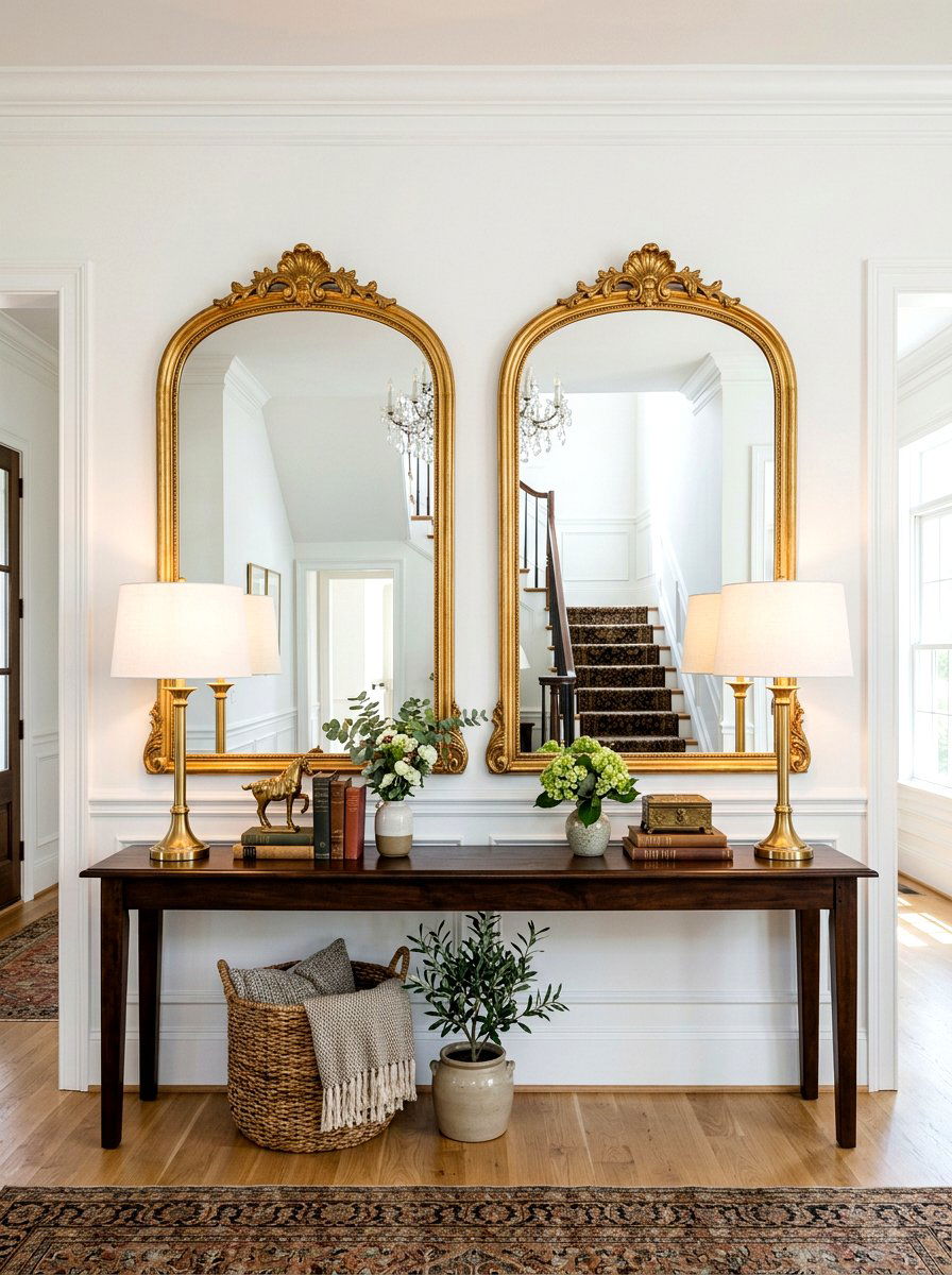 Double Arched Mirror Entryway - 30 arched foyer mirror ideas