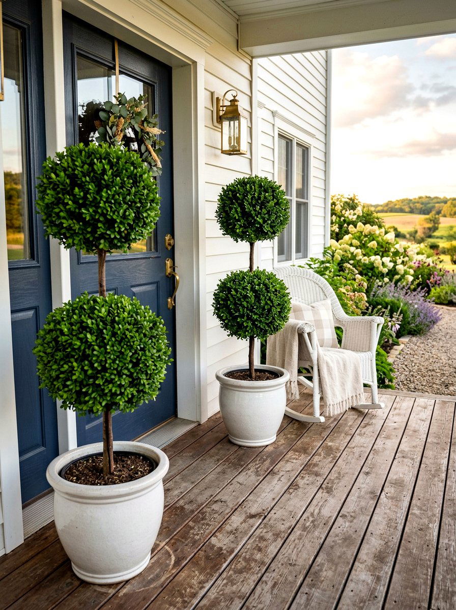Double Ball Boxwood - 30 topiary porch ideas