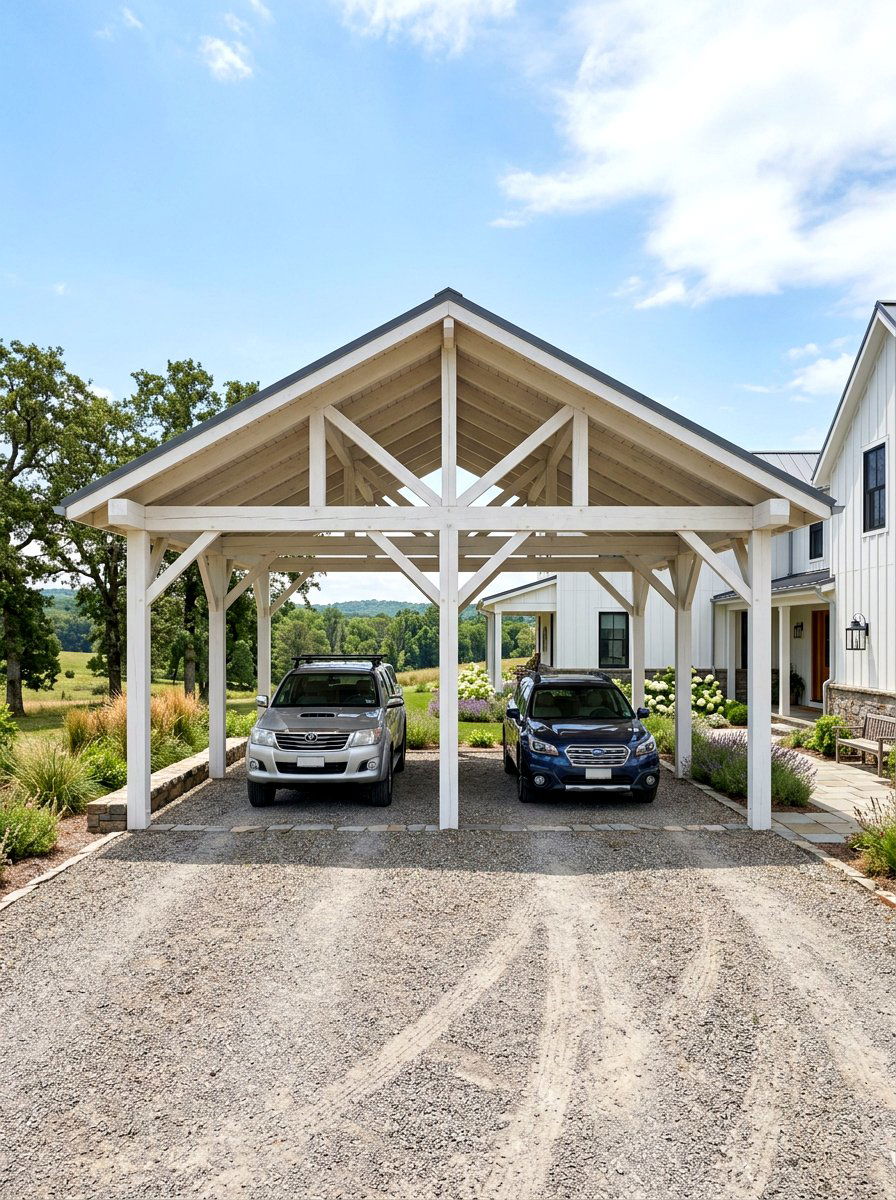 Double Bay Farmhouse Carport - 30 farmhouse carport ideas