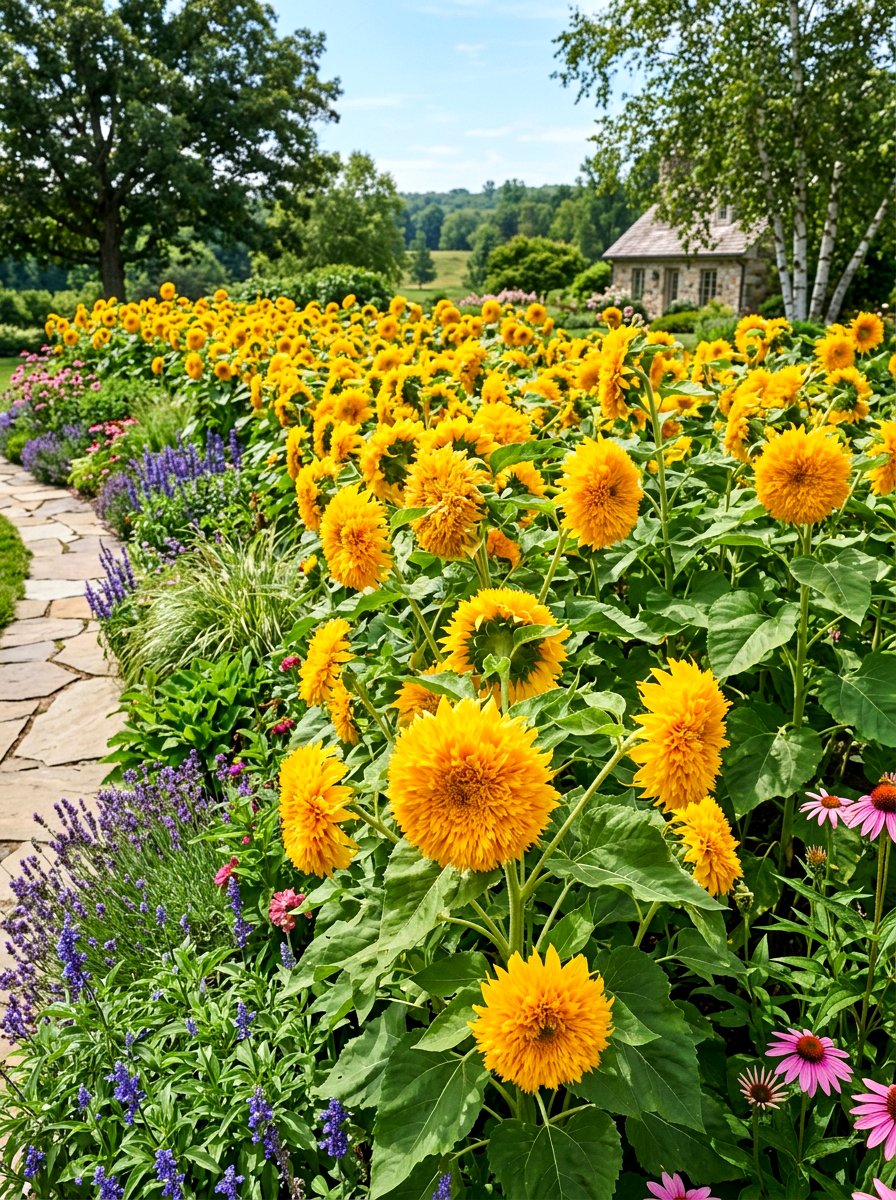 Double Bloom Sunflower Garden - 30 sunflower patch ideas