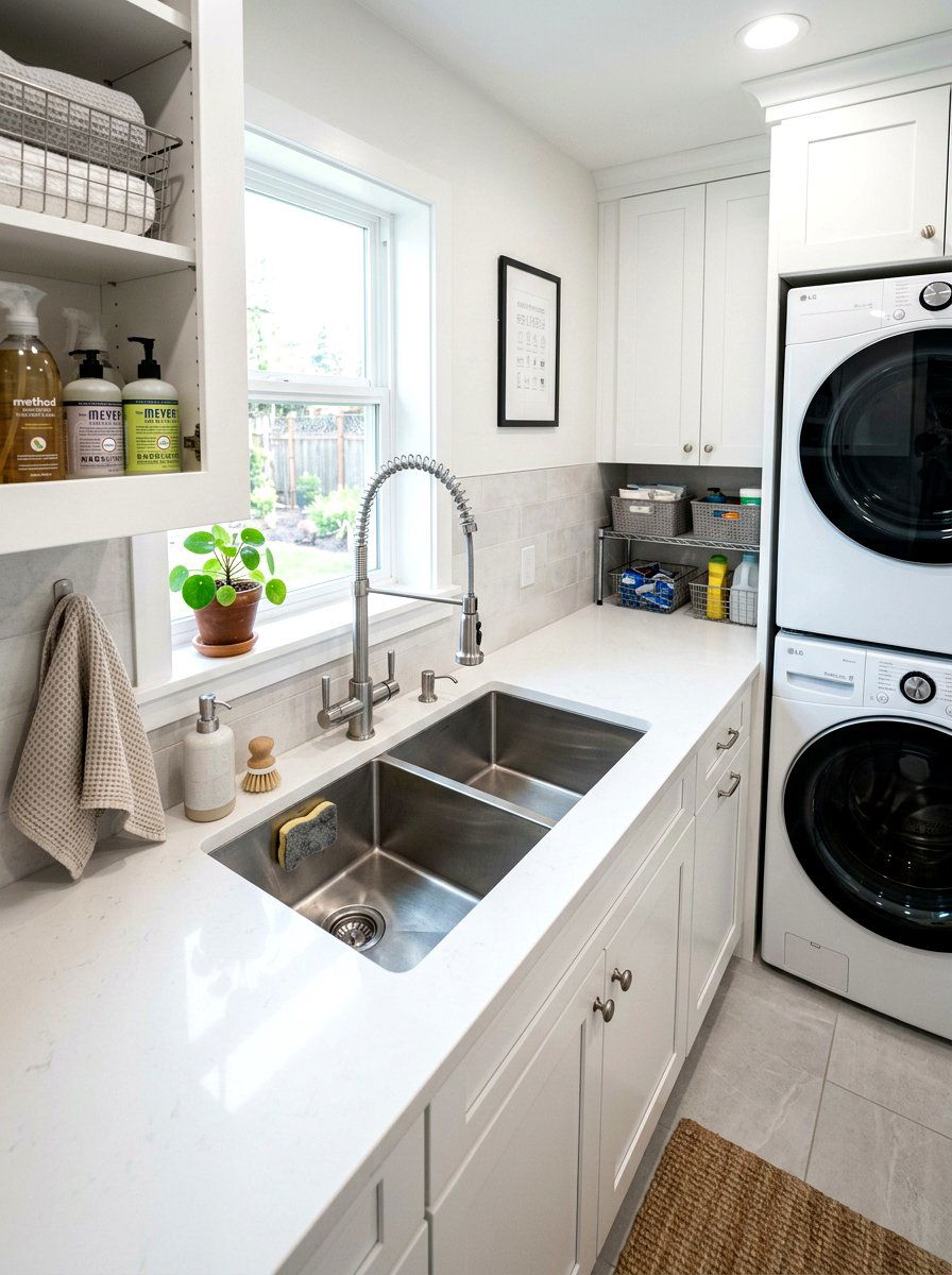 Double Bowl Utility Sink - 30 garage sink station ideas