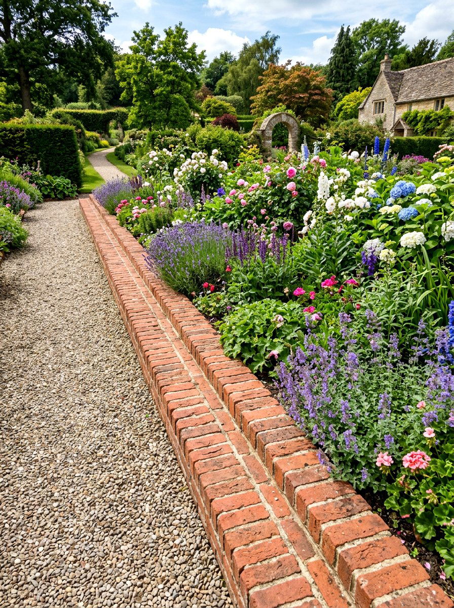 Double Brick Row - 30 brick garden edging ideas