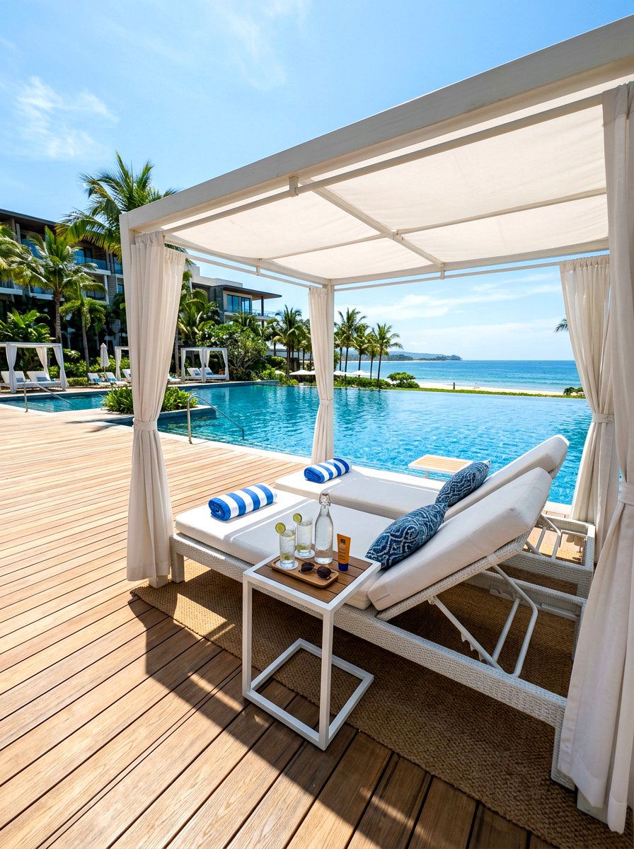 Double Chaise Cabana - 30 cabana bed patio ideas