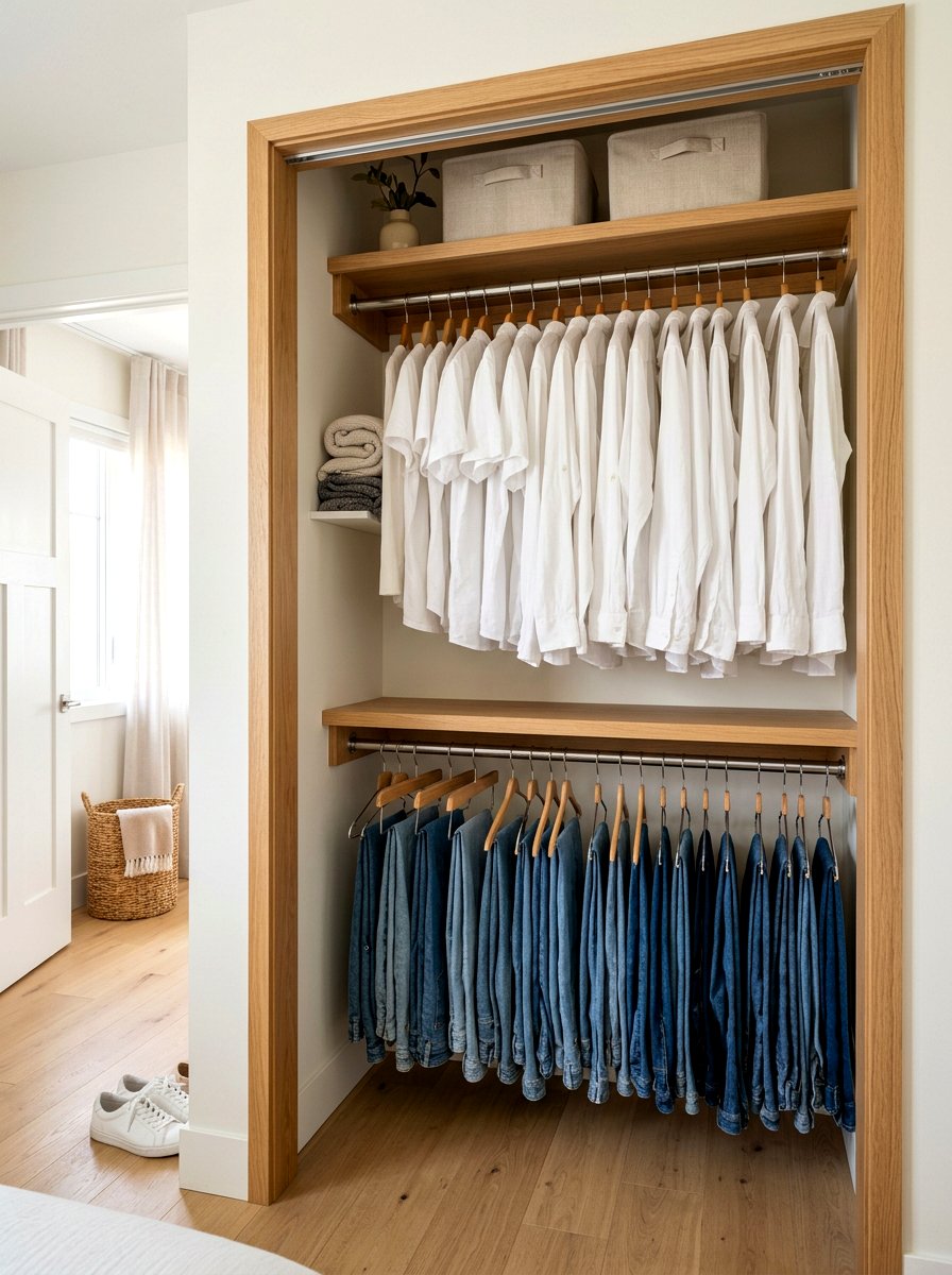 Double Closet Rod - 30 organizing small closets ideas