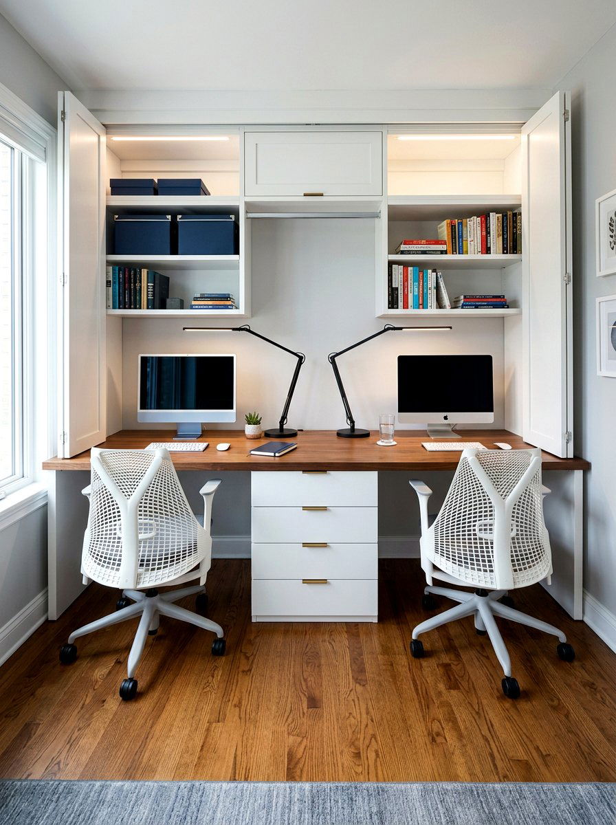 Double Desk Closet Office - 30 cloffice ideas