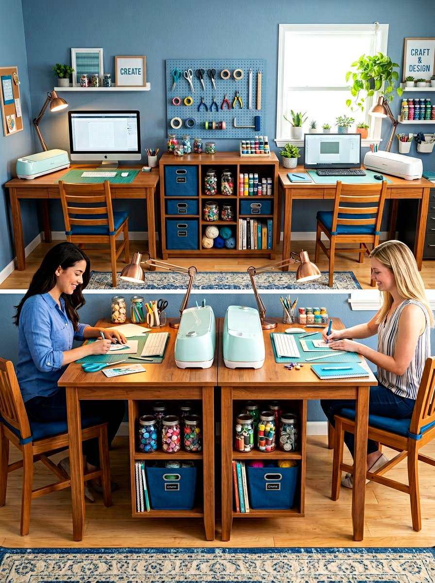 Double Desk Craft Room - 30 craft room ideas