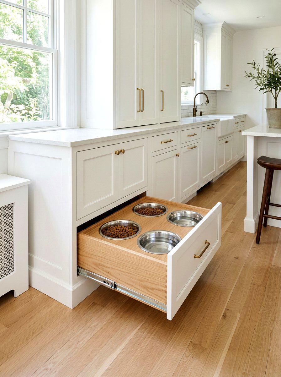 Double Dog Bowl Drawer - 30 dog bowl drawer ideas