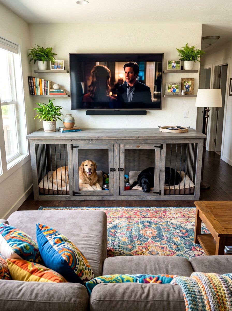 Double Dog Crate For Two Dogs - 30 dog crate furniture ideas