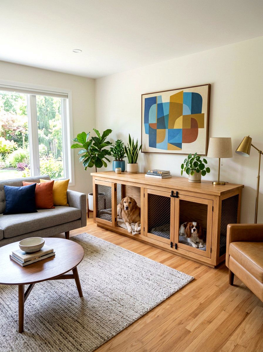 Double Dog Crate Furniture - 30 indoor dog crate ideas
