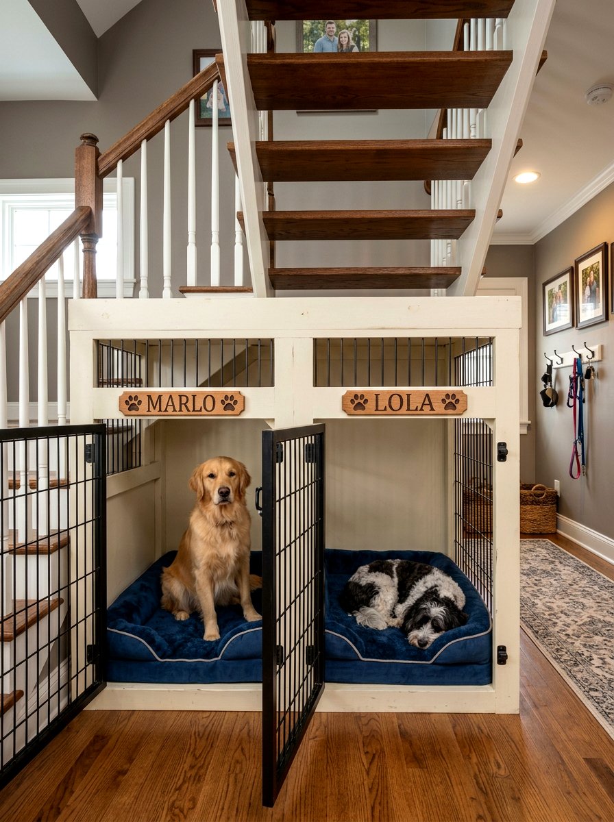 Double Dog Kennel For Two Pets - 30 under stairs dog nook ideas