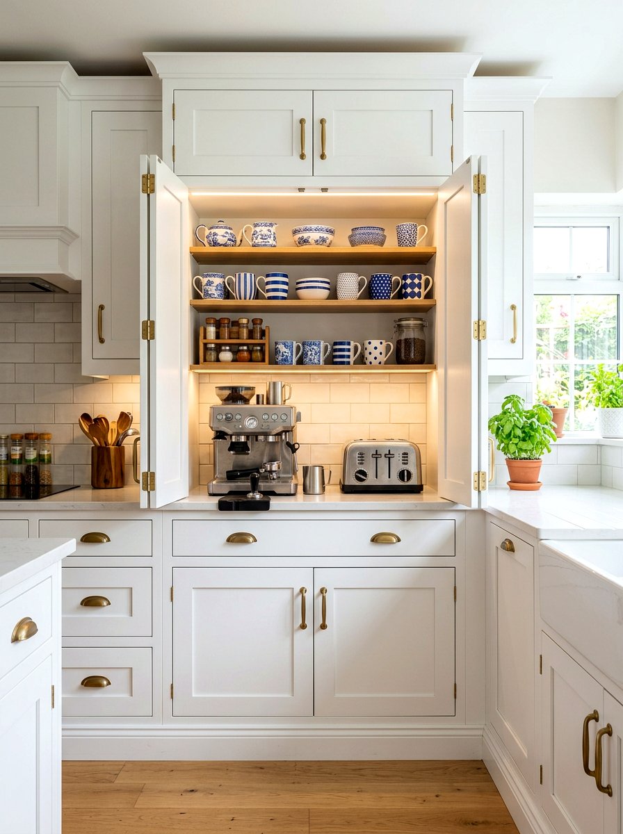 Double Door Appliance Garage - 30 appliance garage coffee station ideas