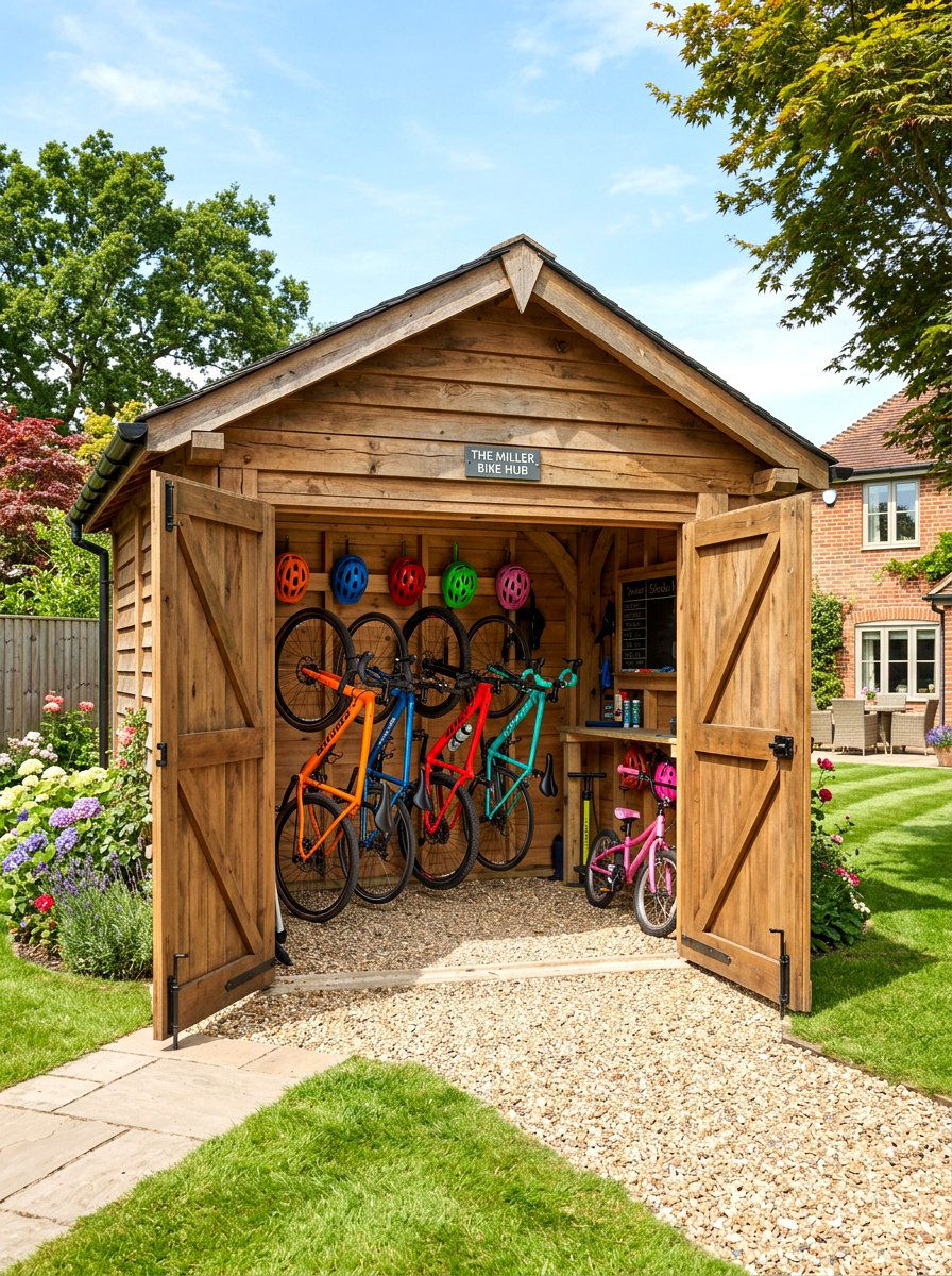 Double Door Bike Garage - 30 bike storage shed ideas