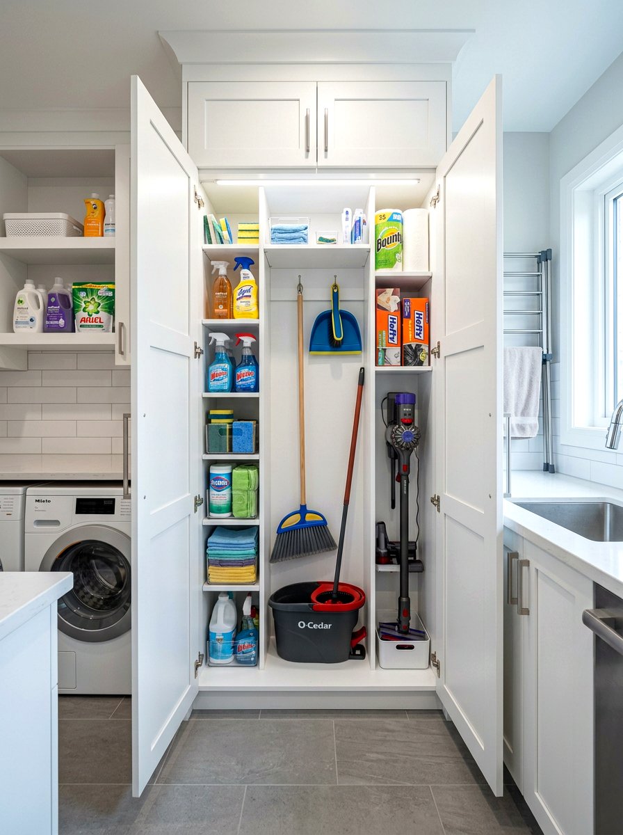 Double Door Broom Closet - 30 freestanding kitchen cabinet ideas
