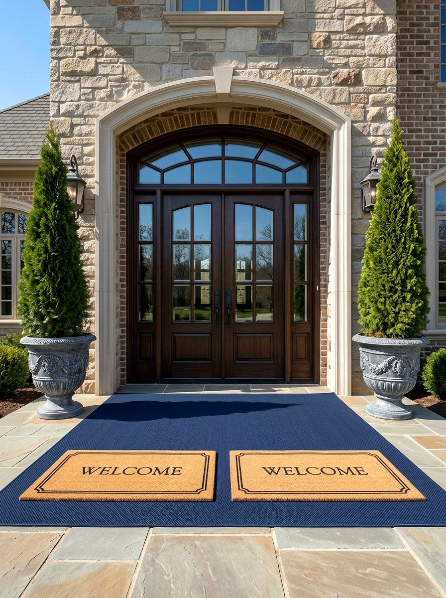 Double Door Extra Wide Layered Rug - 30 layered doormat porch ideas