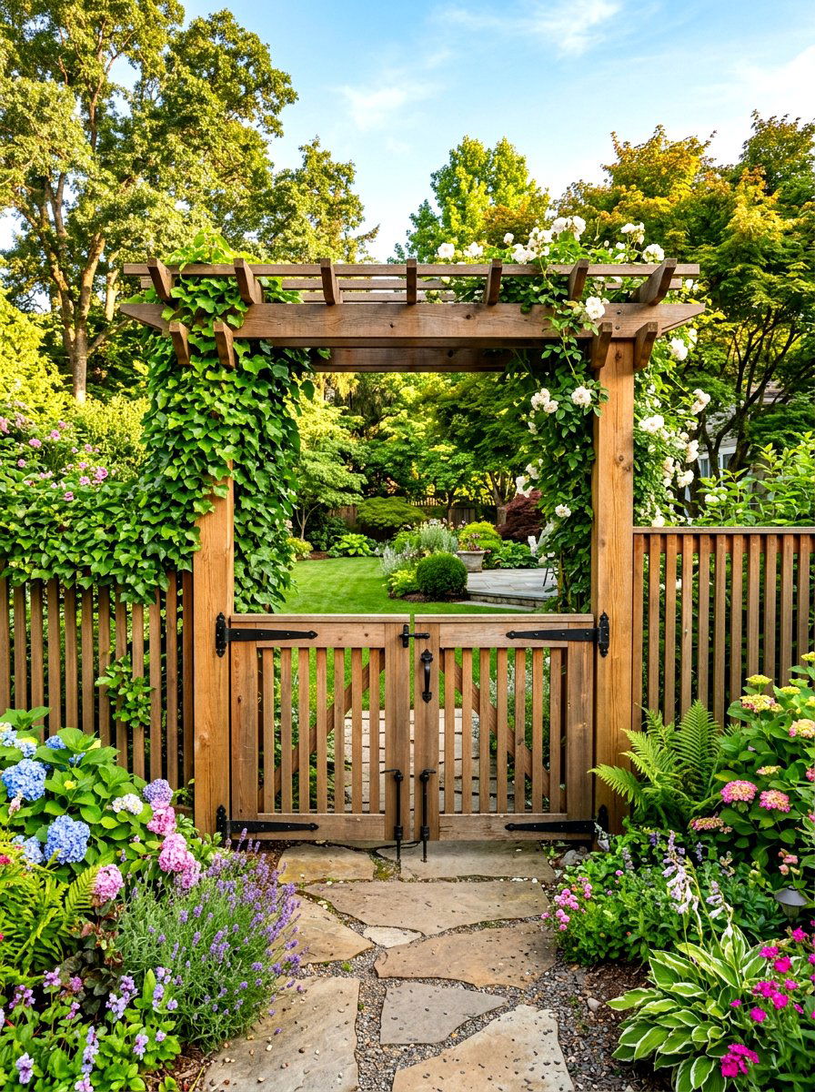 Double Door Garden Gate Arbor - 30 arbor garden entrance ideas