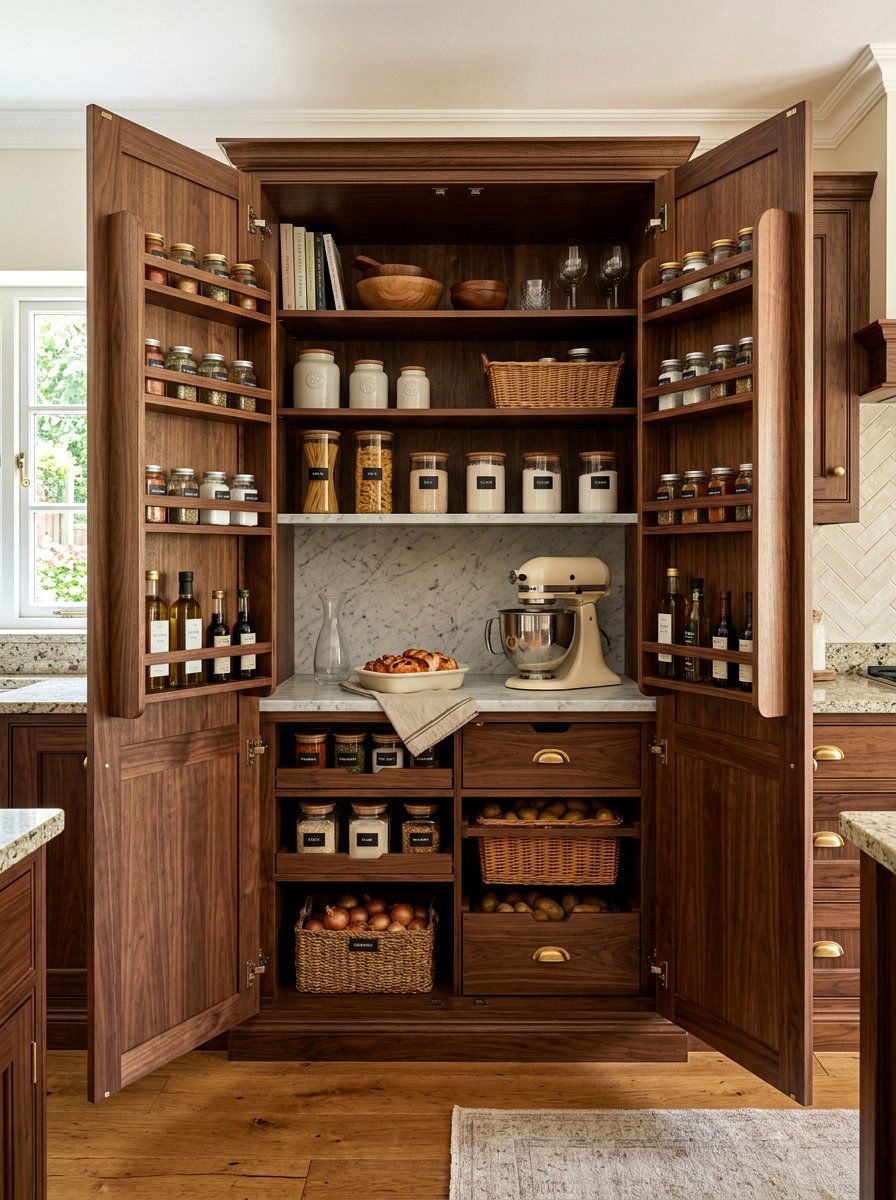 Double Door Larder Cabinet - 30 appliance pantry ideas