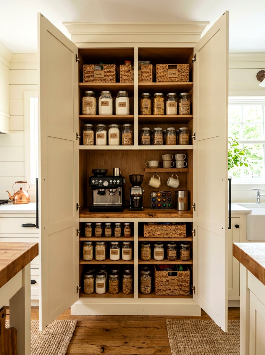Double Door Tall Pantry Cabinet - 30 hidden pantry ideas