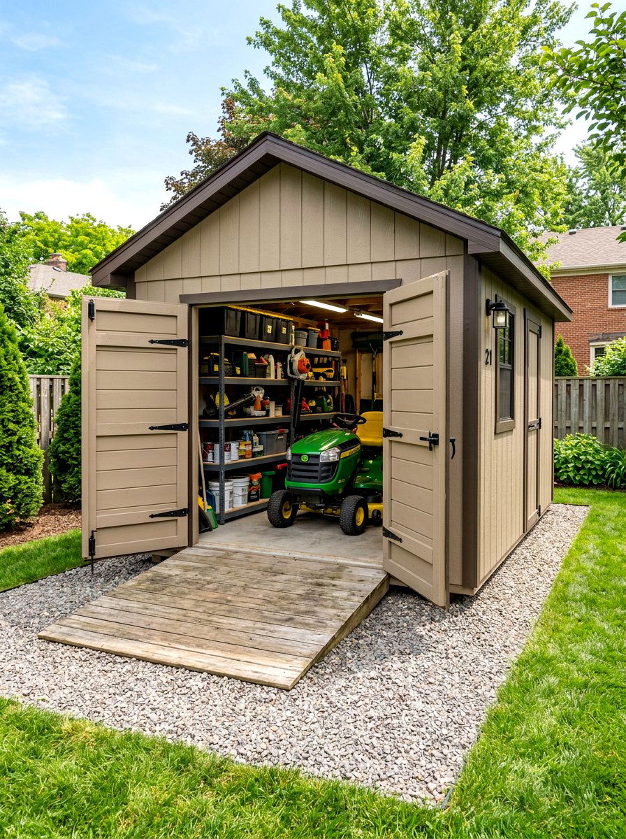 Double Door Utility Workshop - 30 backyard workshop shed ideas