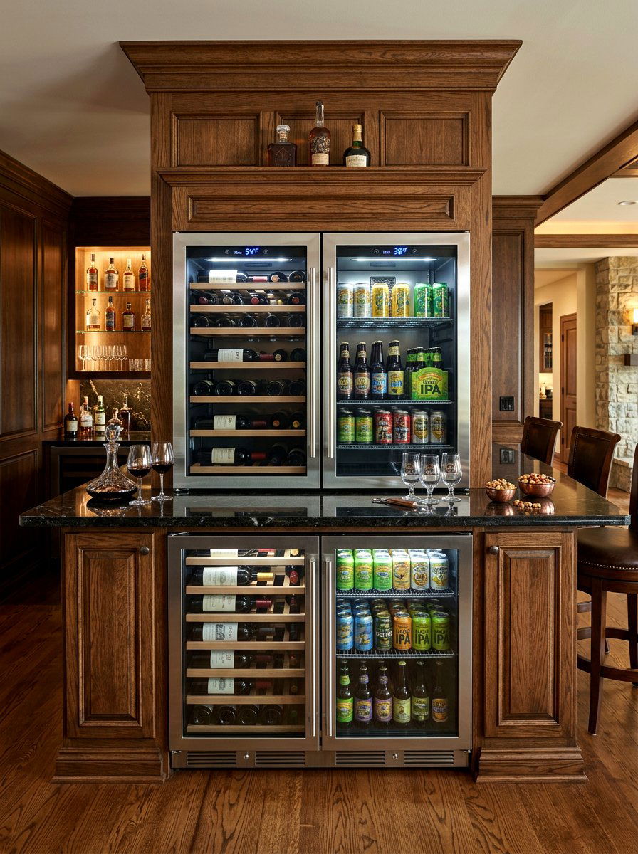 Double Door Wine and Beer Cooler - 30 beverage cooler cabinet ideas