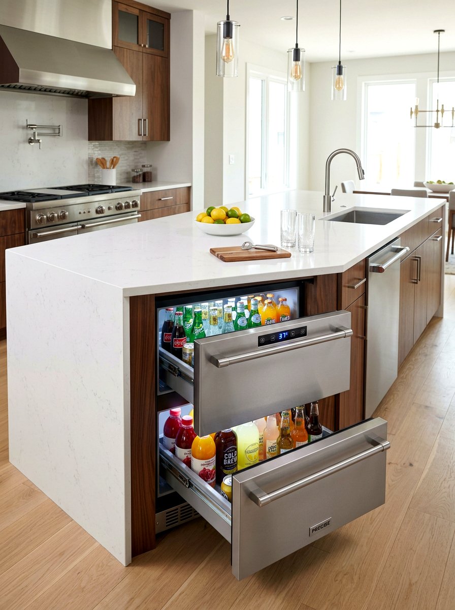 Double Drawer Soda Cooler - 30 kitchen beverage center ideas