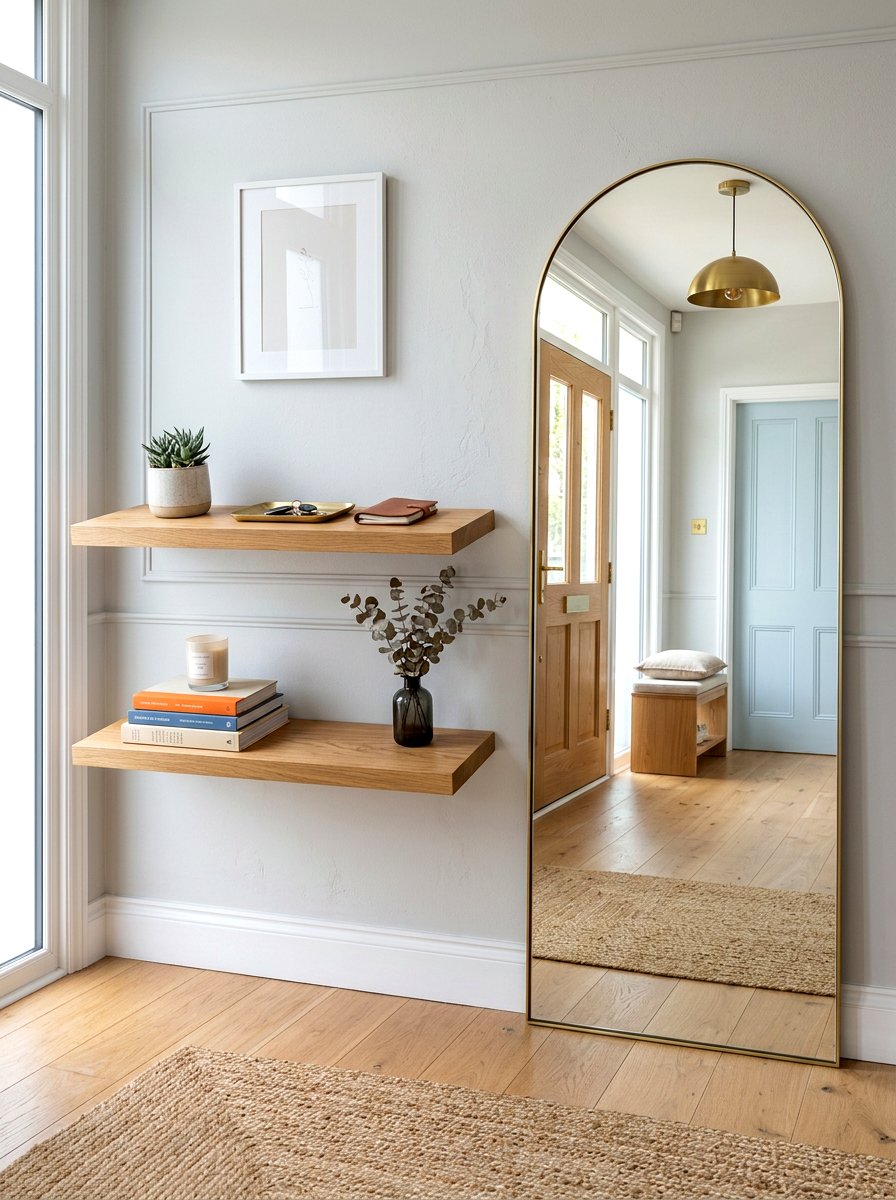 Double Floating Entry Shelves - 30 floating entry shelf ideas