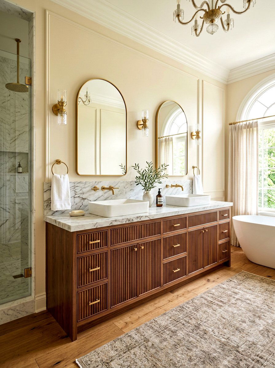 Double Fluted Vanity - 30 fluted vanity ideas