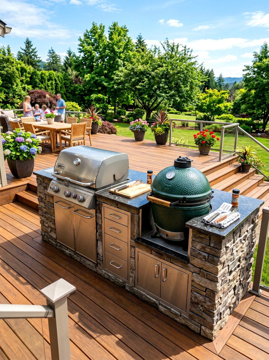 Double Grill Station - 30 deck grill station ideas