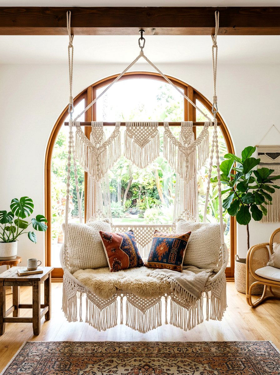 Double Hanging Chair - 30 sunroom seating ideas