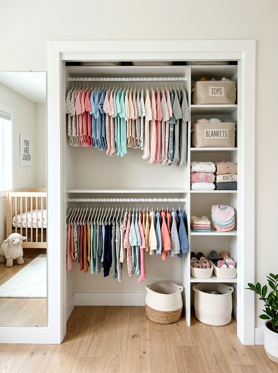 Double Hanging Rod - 30 nursery closet organization ideas