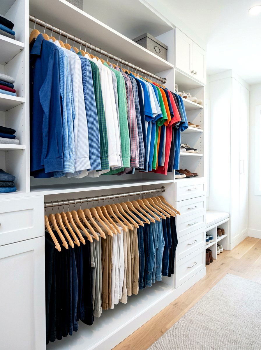 Double Hanging Rod Layout - 30 organizing a walk in closet ideas