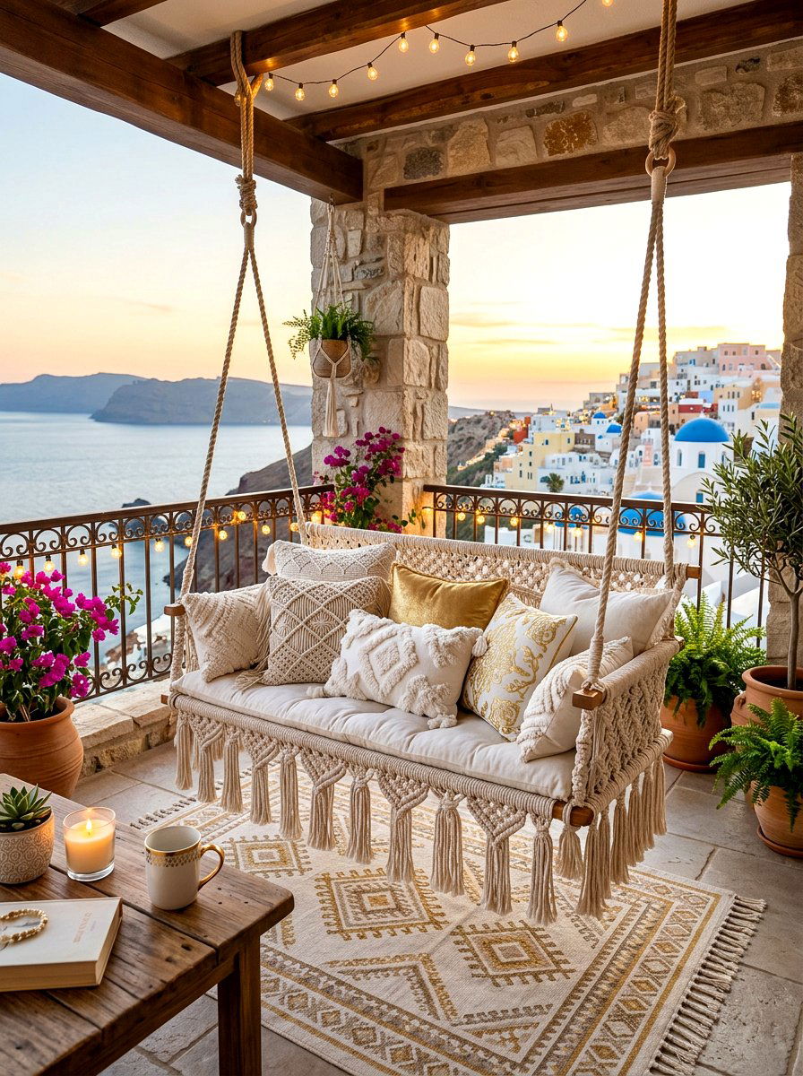 Double Hanging Swing - 30 tiny balcony seating ideas