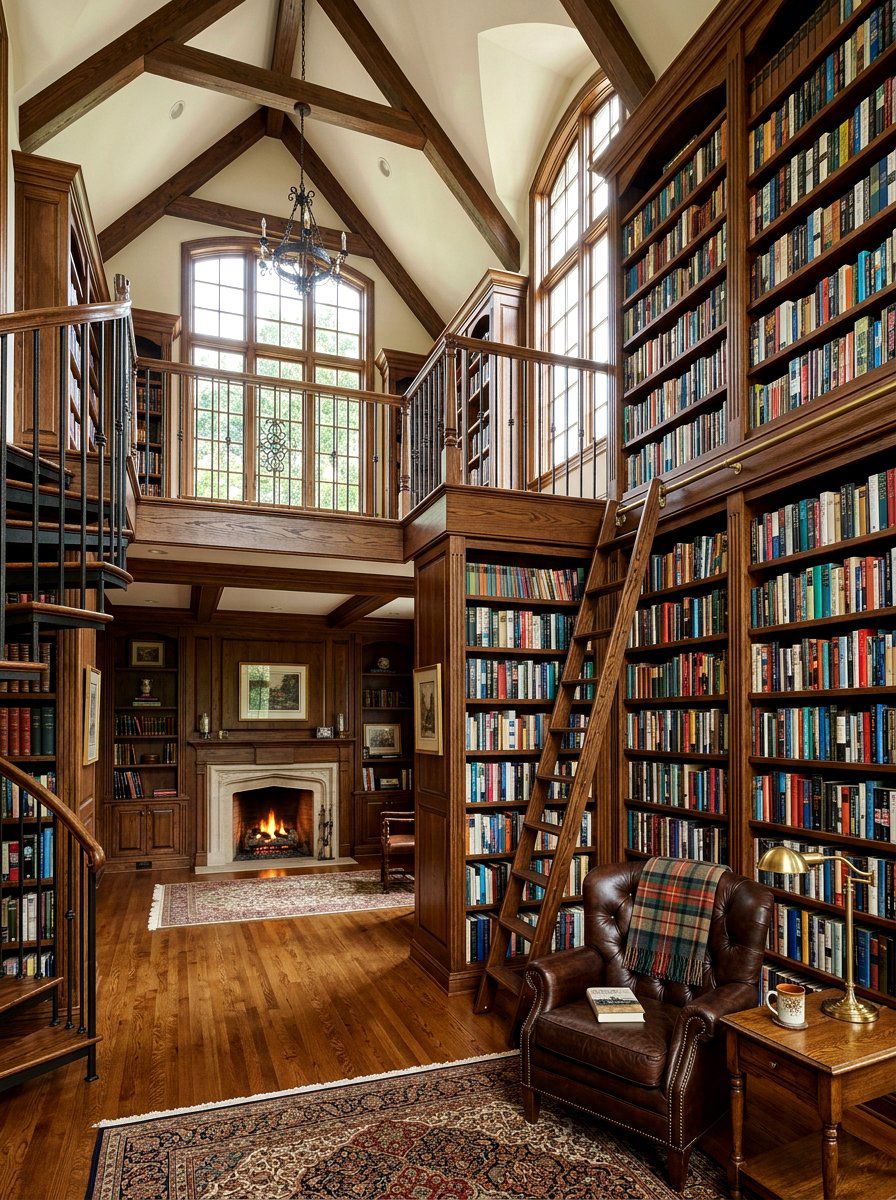 Double Height Bookshelves - 30 high ceiling decorating ideas